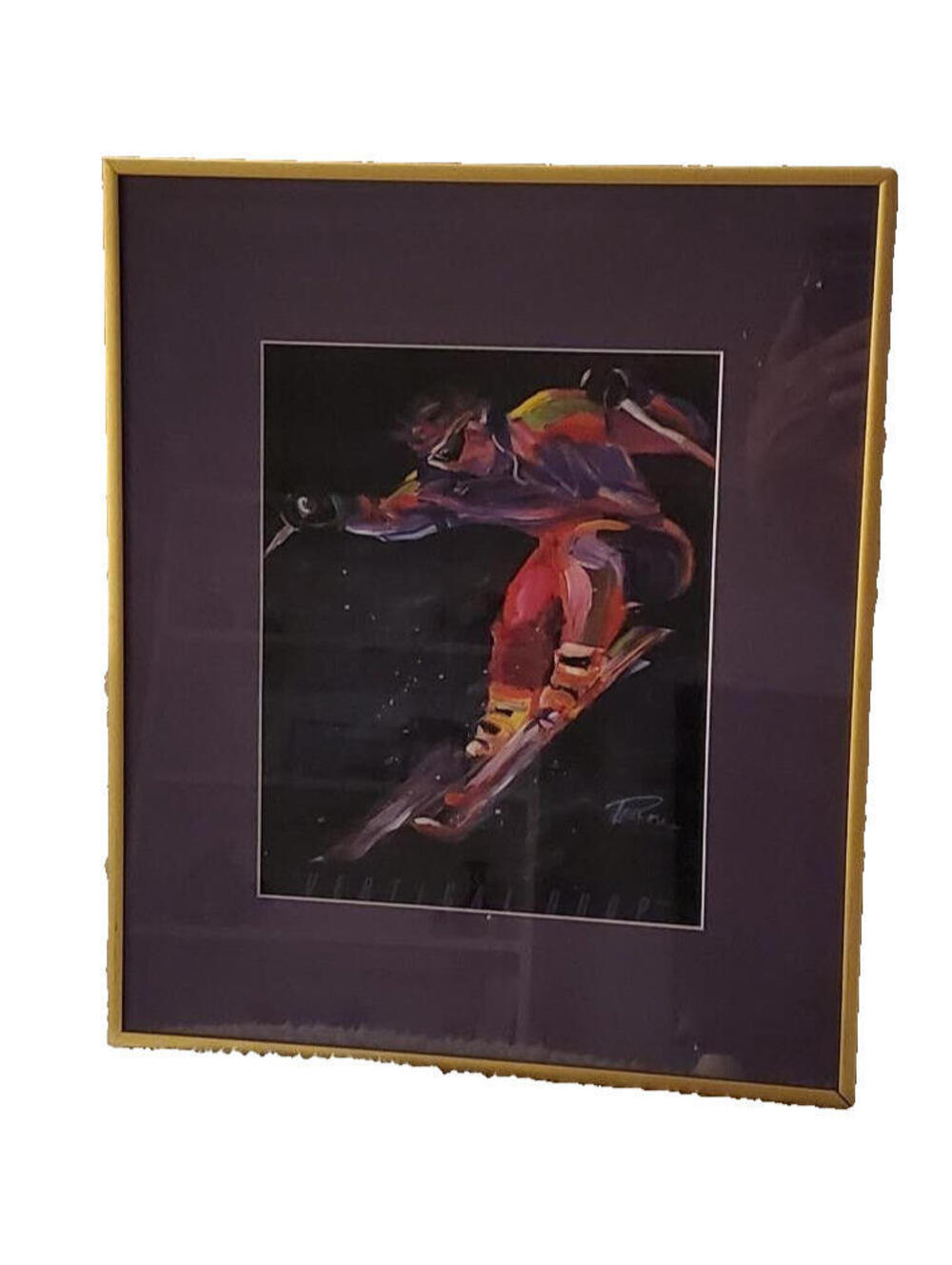 VTG 1990 Bruce McGraw Terry Rose Vertical Drop Skiing Color Framed Poster